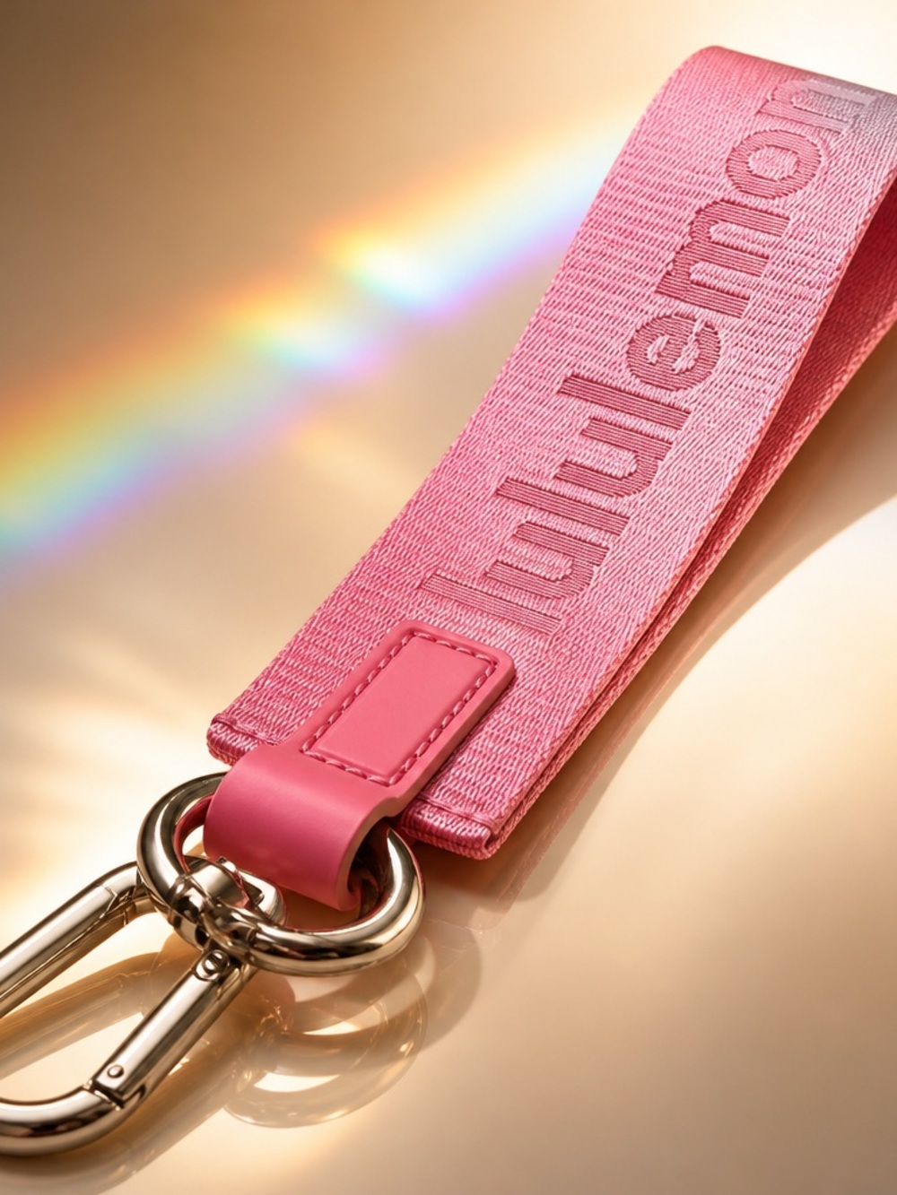NWT Lululemon Never Lost Keychain Pink & Silver